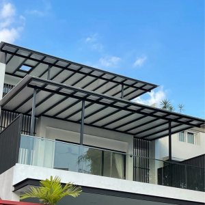 retractable folding arm awning (manual / outdoor sunshade canopy)